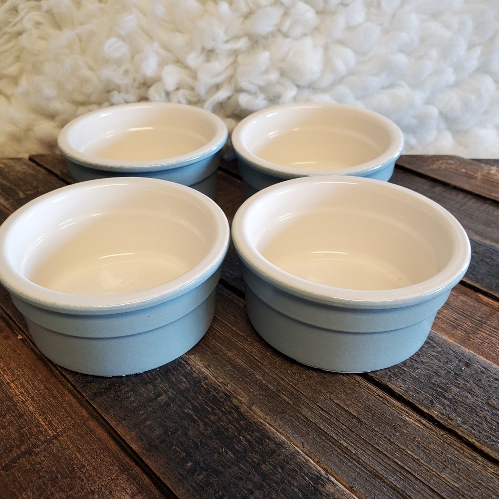 Lot of 4 Cermer Ramekins Souffle Cups BLUE